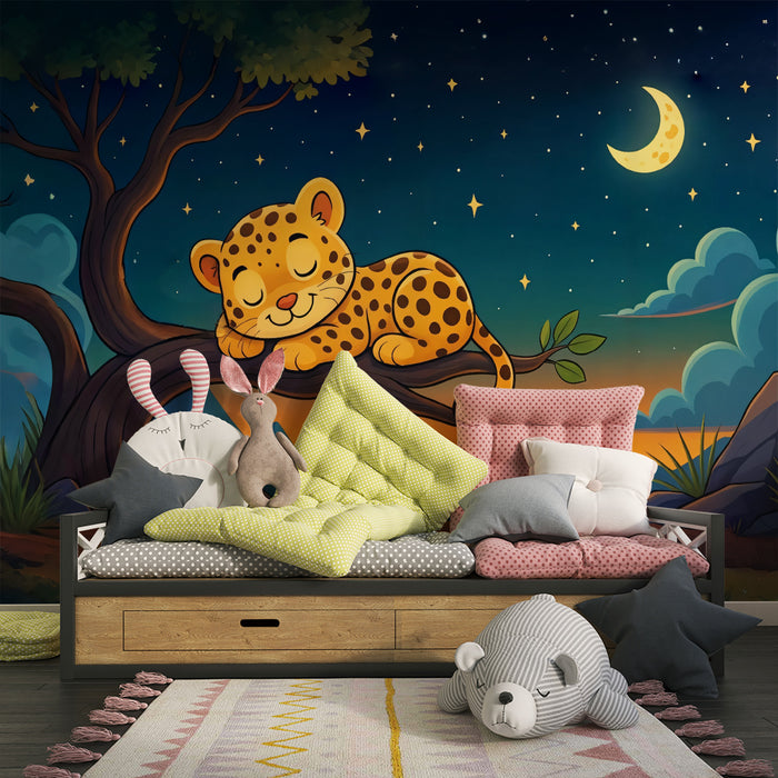 Detské tapety leopard | Západ slnka so hviezdami