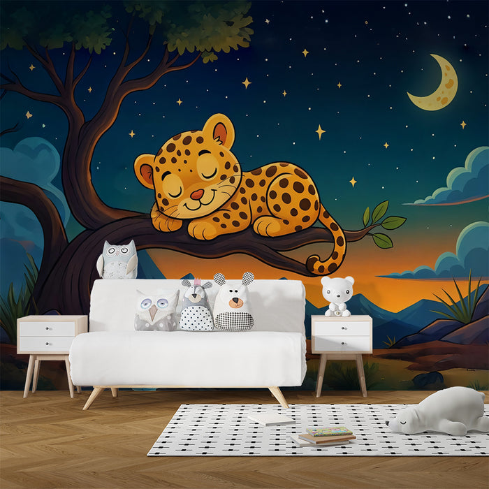 Detské tapety leopard | Západ slnka so hviezdami