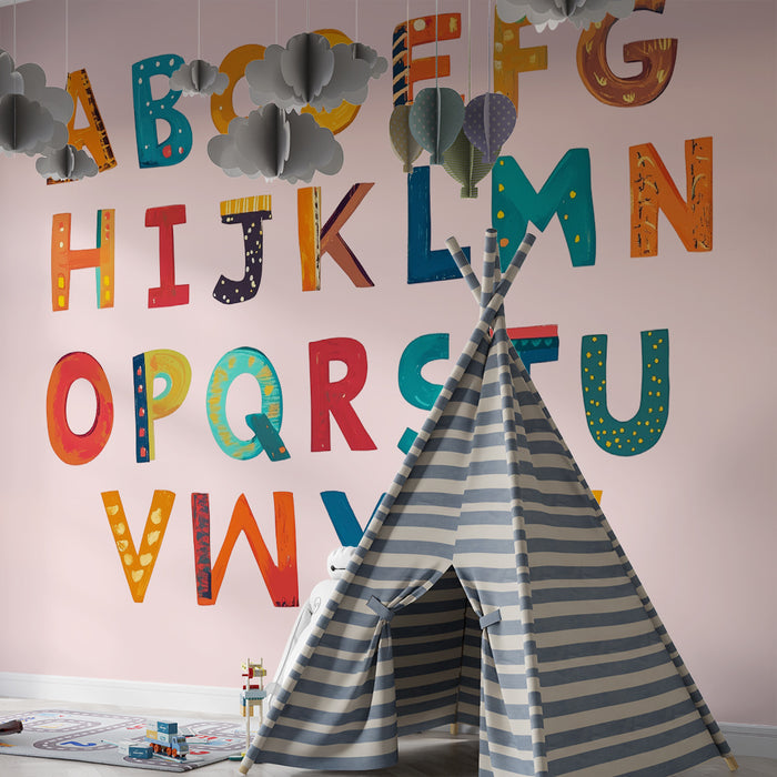 Papel pintado infantil | Alfabeto colorido