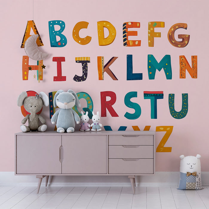 Papel pintado infantil | Alfabeto colorido y lúdico