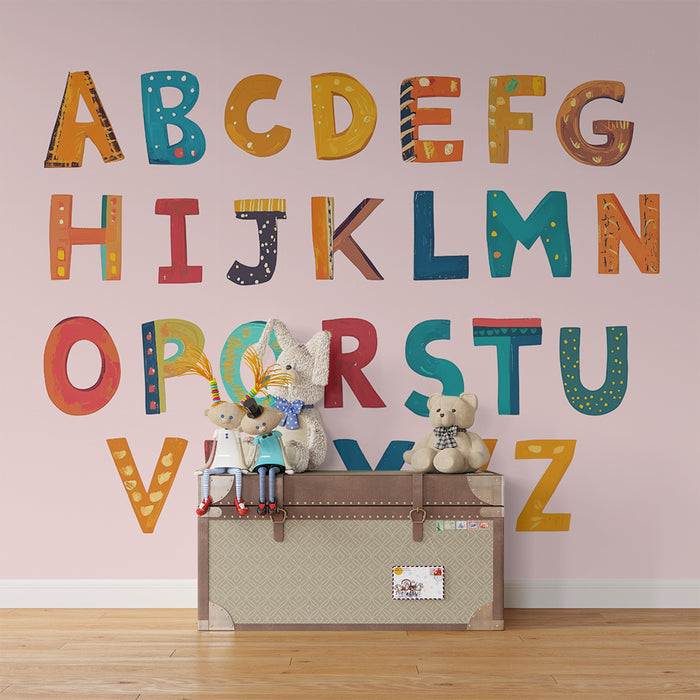 Papel pintado infantil | Alfabeto colorido y lúdico