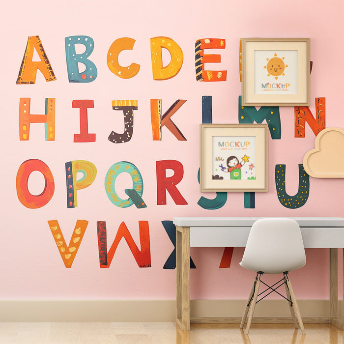 Papel pintado infantil | Alfabeto colorido y lúdico