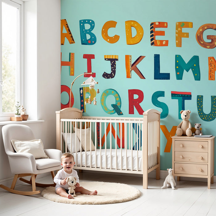 Papel pintado infantil | Alfabeto colorido lúdico