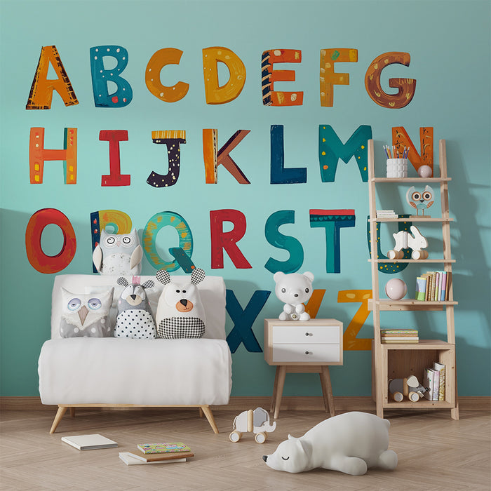 Papel pintado infantil | Alfabeto colorido lúdico