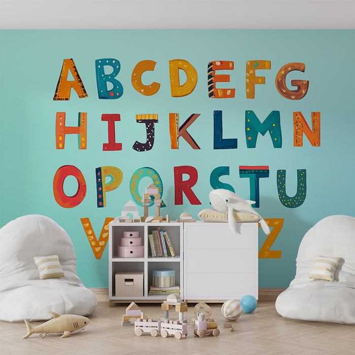 Papel pintado infantil | Alfabeto colorido lúdico
