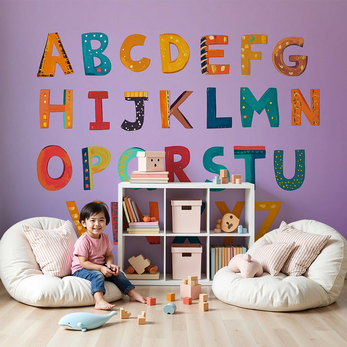 Papel pintado infantil | Alfabeto colorido y divertido