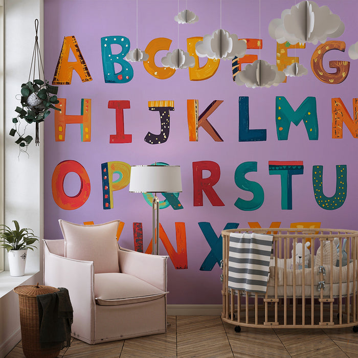 Papel pintado infantil | Alfabeto colorido y divertido