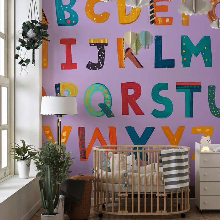 Papel pintado infantil | Alfabeto colorido y divertido