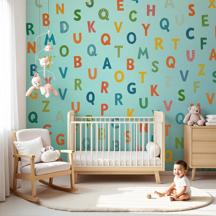 Papel pintado infantil | Alfabeto colorido y alegre