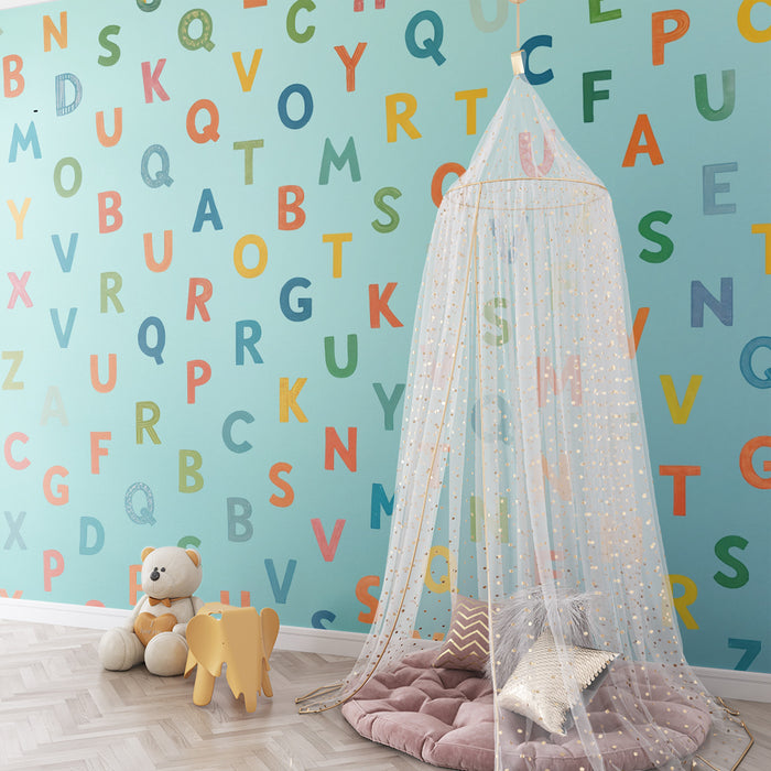 Papel pintado infantil | Alfabeto colorido y alegre