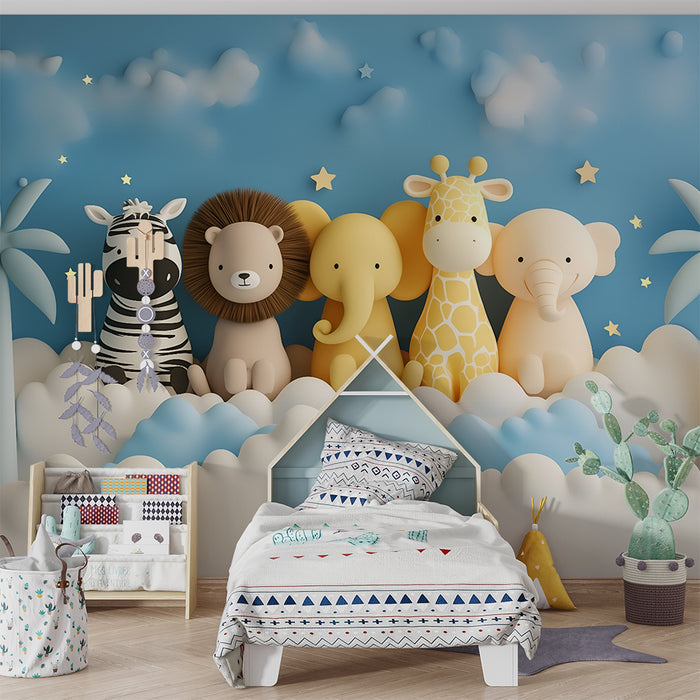 Babyzimmer Tapete | Savannentiere und Sternenhimmel