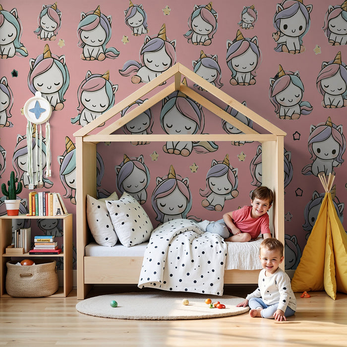Lastenhuoneen tapetti | Taianomaiset yksisarviset ja pastellit