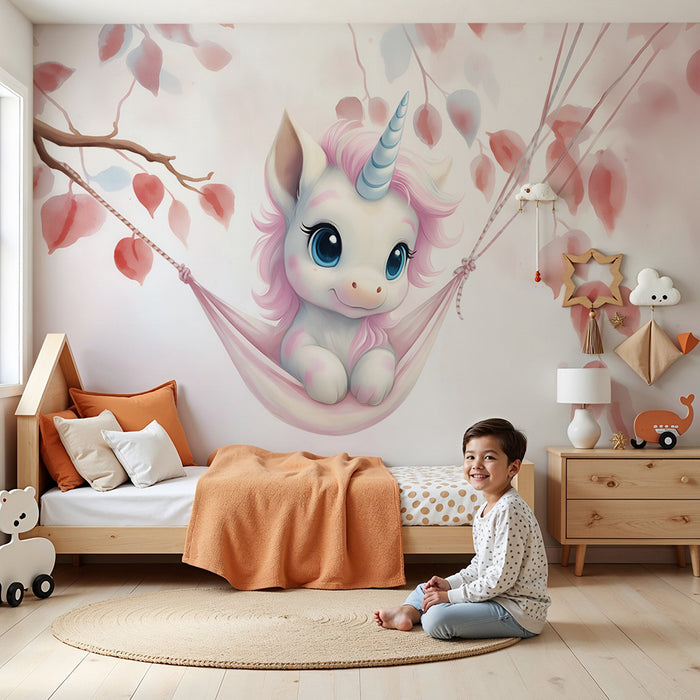 Lastenhuoneen tapetti | Lempeä unelmoiva yksisarvinen