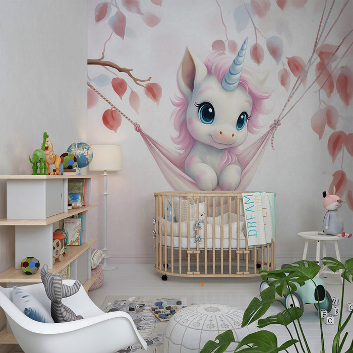 Lastenhuoneen tapetti | Lempeä unelmoiva yksisarvinen