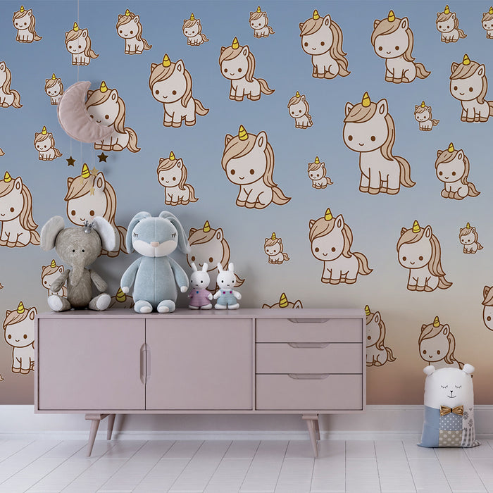 Barntapet | Förtrollad enhörning och pastellfärgad himmel