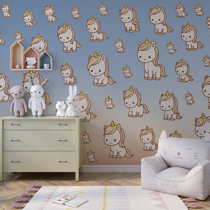 Barntapet | Förtrollad enhörning och pastellfärgad himmel