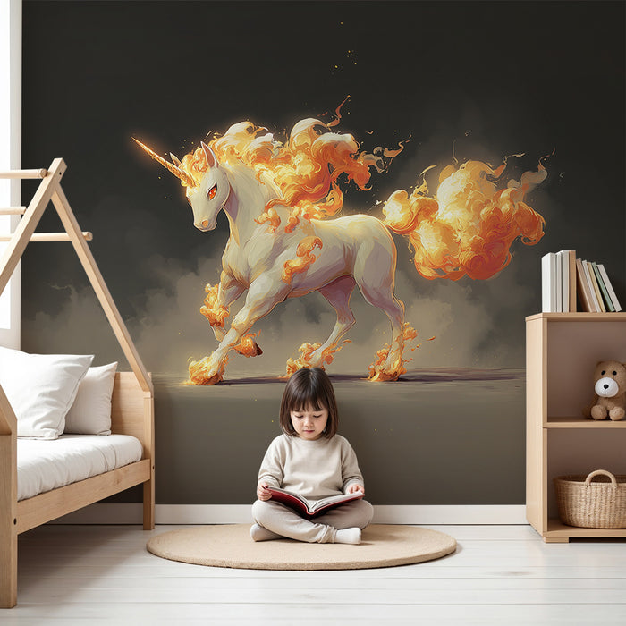 Papel de parede criança | Licorne flamboyante magique