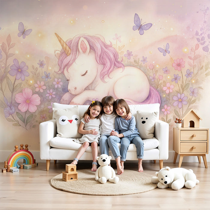 Papel de parede unicórnio | Ilustração infantil sonhadora