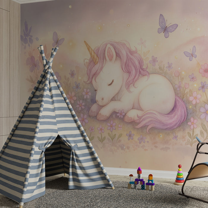 Papel de parede unicórnio | Ilustração infantil sonhadora