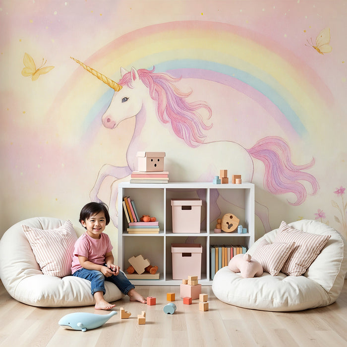 Papel de parede Unicórnio Arco-íris | Magia e Sonho
