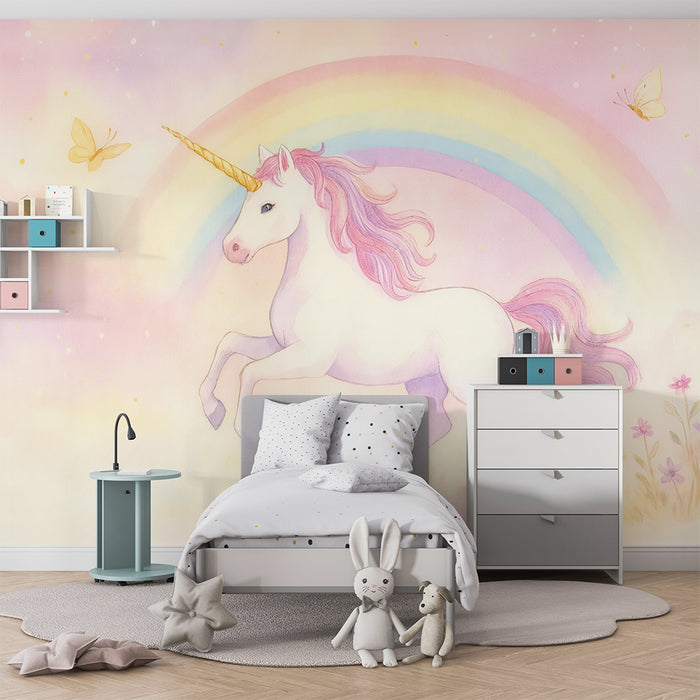 Papel de parede Unicórnio Arco-íris | Magia e Sonho