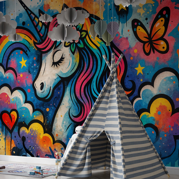 Papier de licorne | Barvit in fantastičen stenski umetniški izdelek