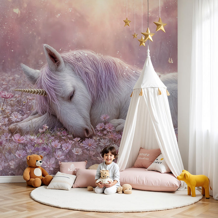 Papel de parede unicórnio | Sonho mágico em flores