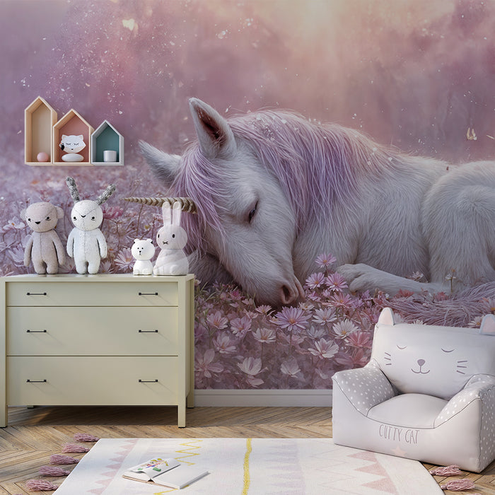 Papel de parede unicórnio | Sonho mágico em flores