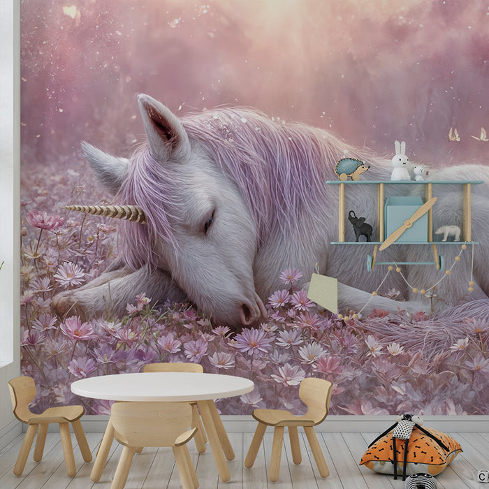 Papel de parede unicórnio | Sonho mágico em flores