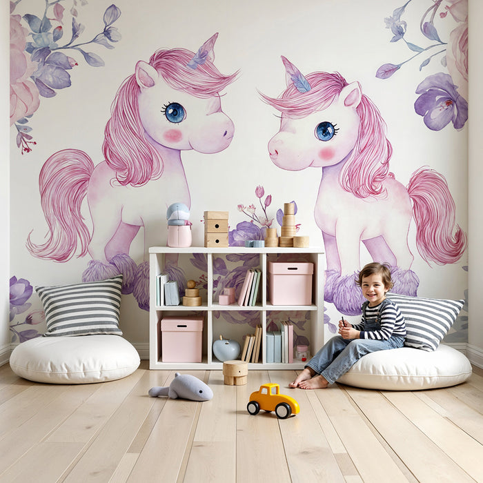 Papel de parede unicórnio | Design mágico e floral
