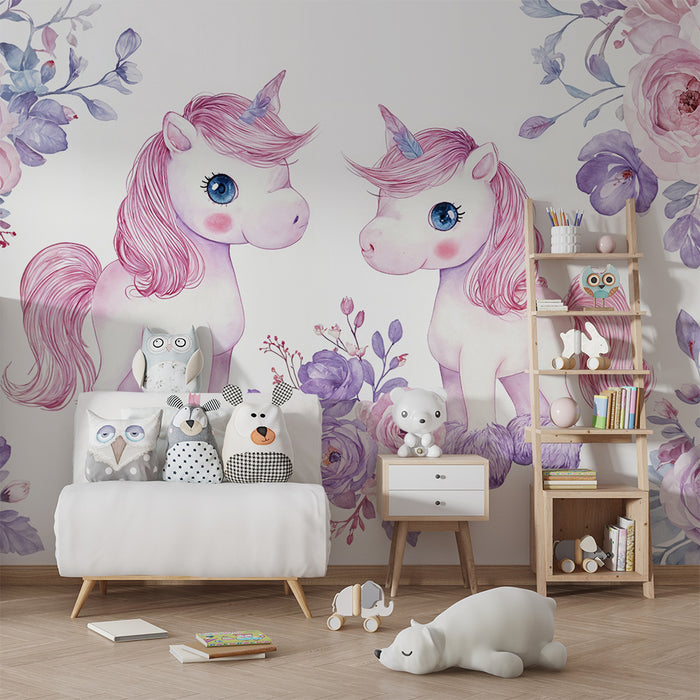 Papel de parede unicórnio | Design mágico e floral