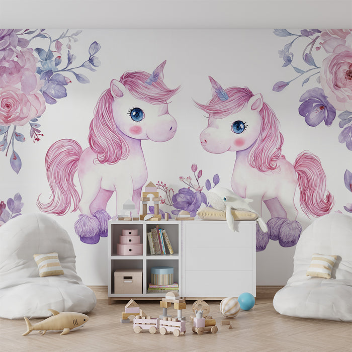 Papel de parede unicórnio | Design mágico e floral