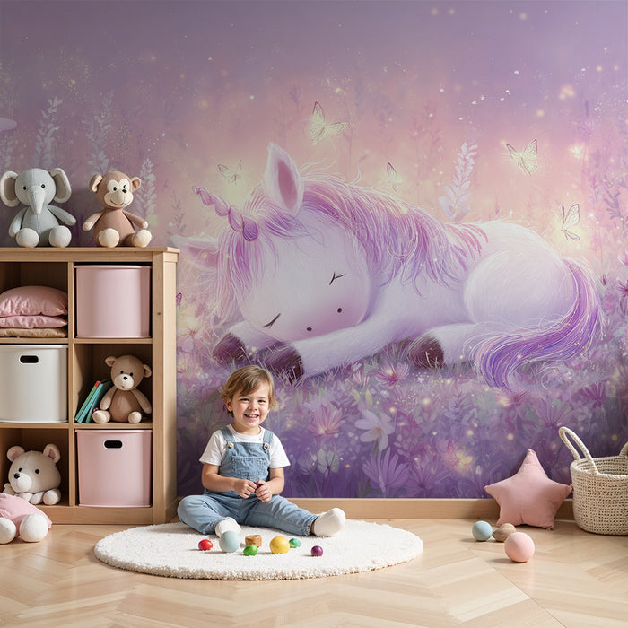 Papel de parede unicórnio | Paisagem mágica em tons pastel