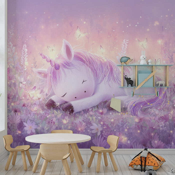 Papel de parede unicórnio | Paisagem mágica em tons pastel