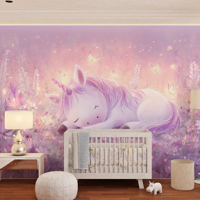 Papel de parede unicórnio | Paisagem mágica em tons pastel