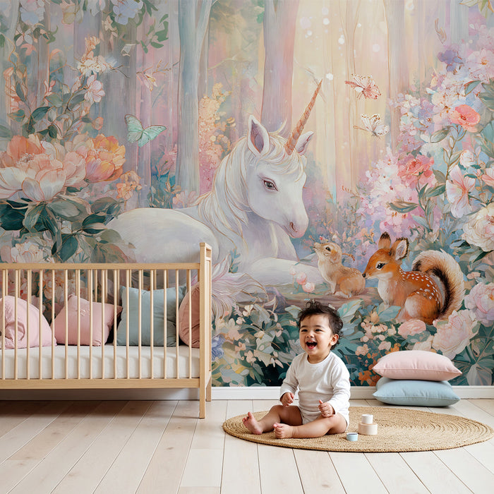 Carta da parati unicorno magico | Illustrazione di fiaba