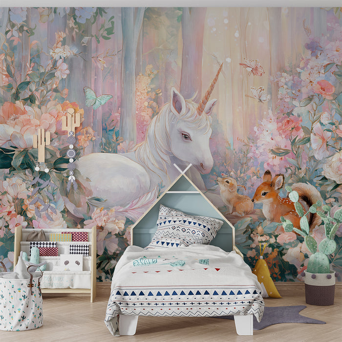 Carta da parati unicorno magico | Illustrazione di fiaba