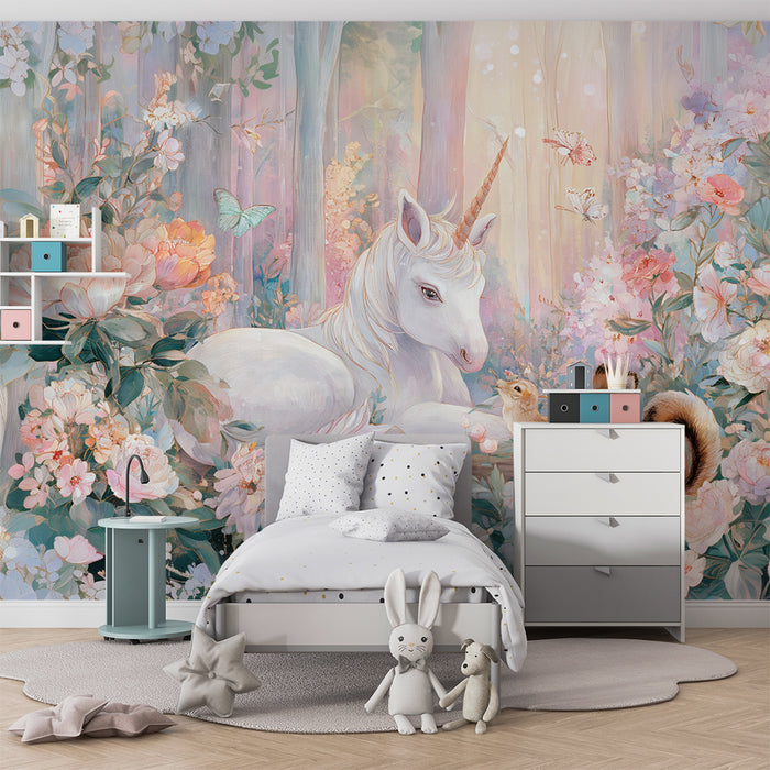 Carta da parati unicorno magico | Illustrazione di fiaba