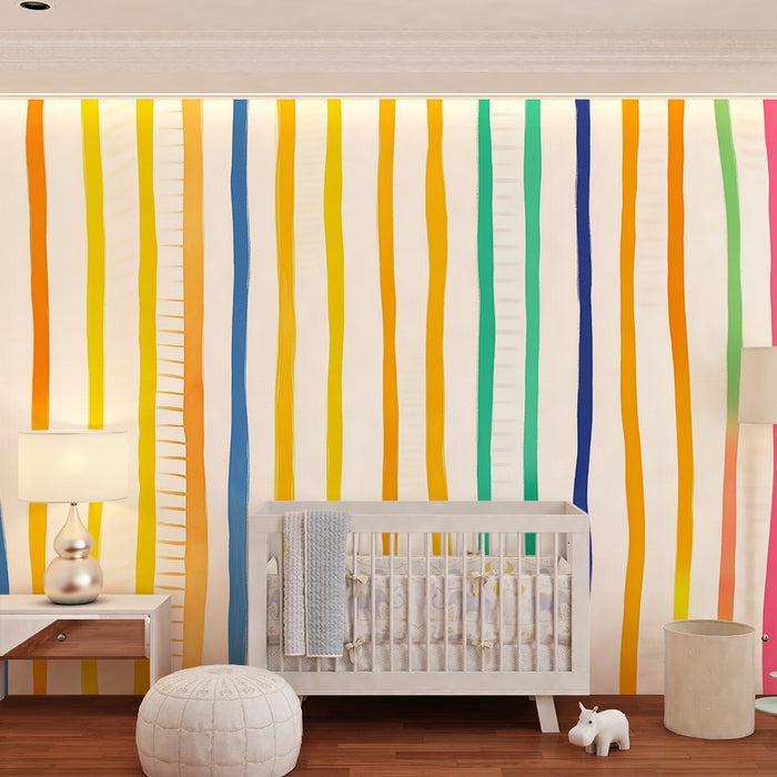 Kinderzimmer Tapete | Dynamische bunte Streifen