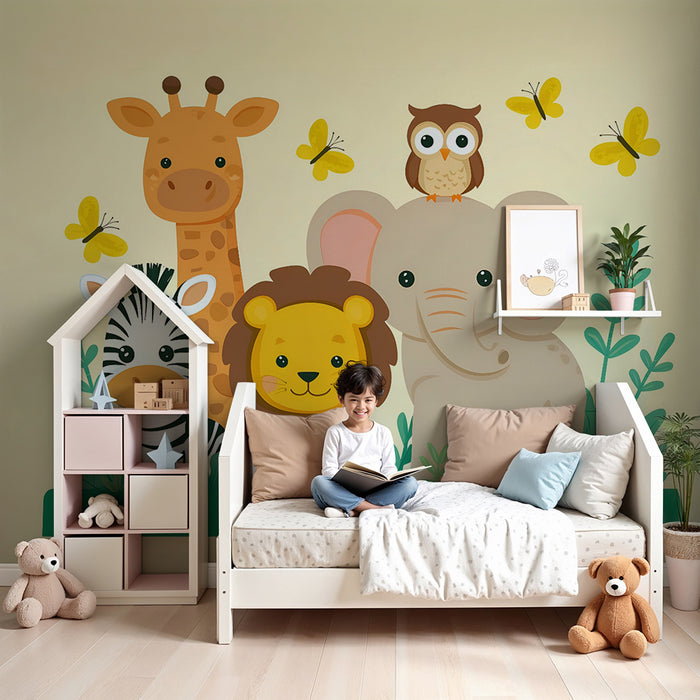 Papel de parede criança | Diversão na selva com animais