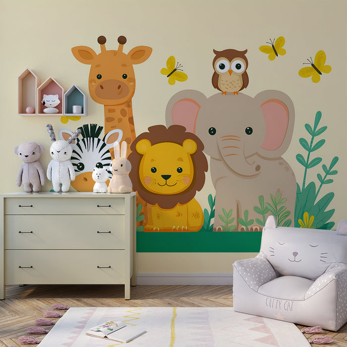 Papel de parede criança | Diversão na selva com animais