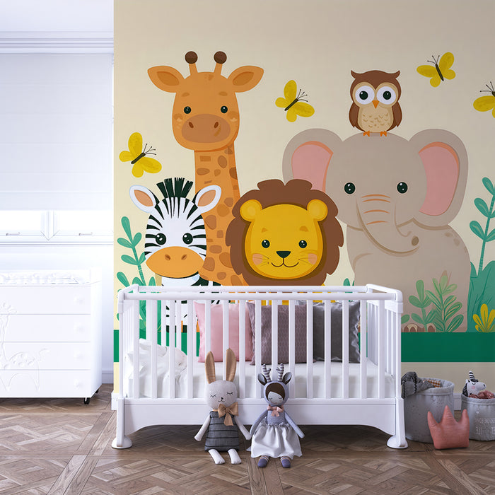 Papel de parede criança | Diversão na selva com animais