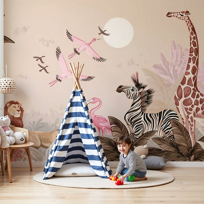 Gyerekek szobájának tapétája | Egzotikus vadállatok a szafarin