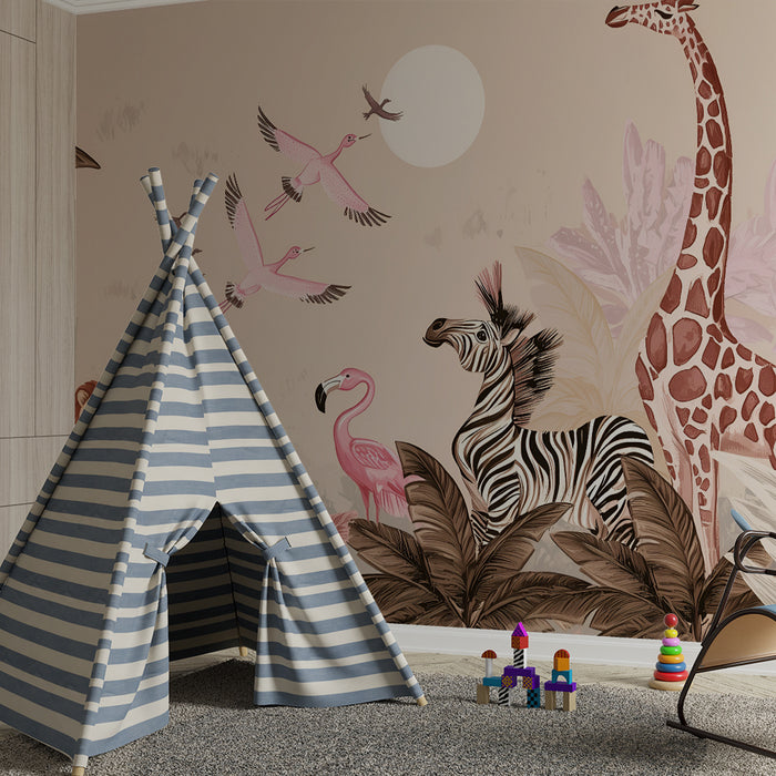 Gyerekek szobájának tapétája | Egzotikus vadállatok a szafarin