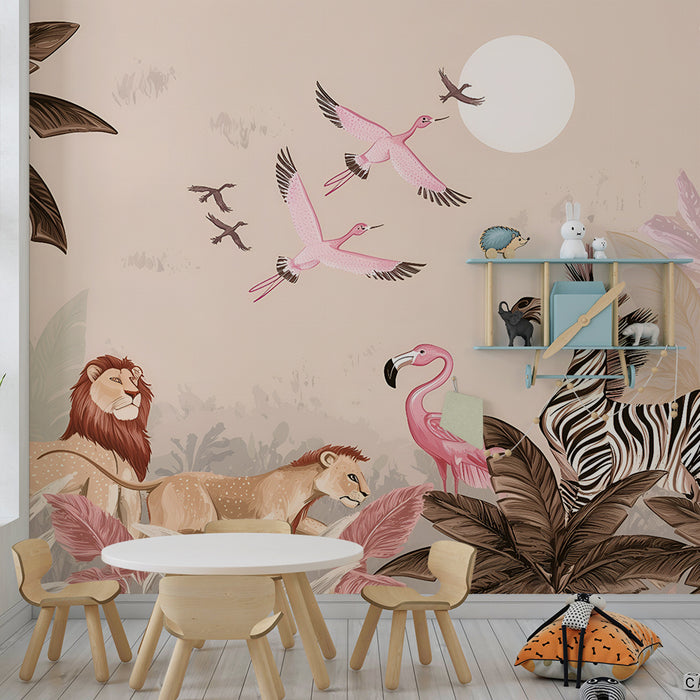 Gyerekek szobájának tapétája | Egzotikus vadállatok a szafarin