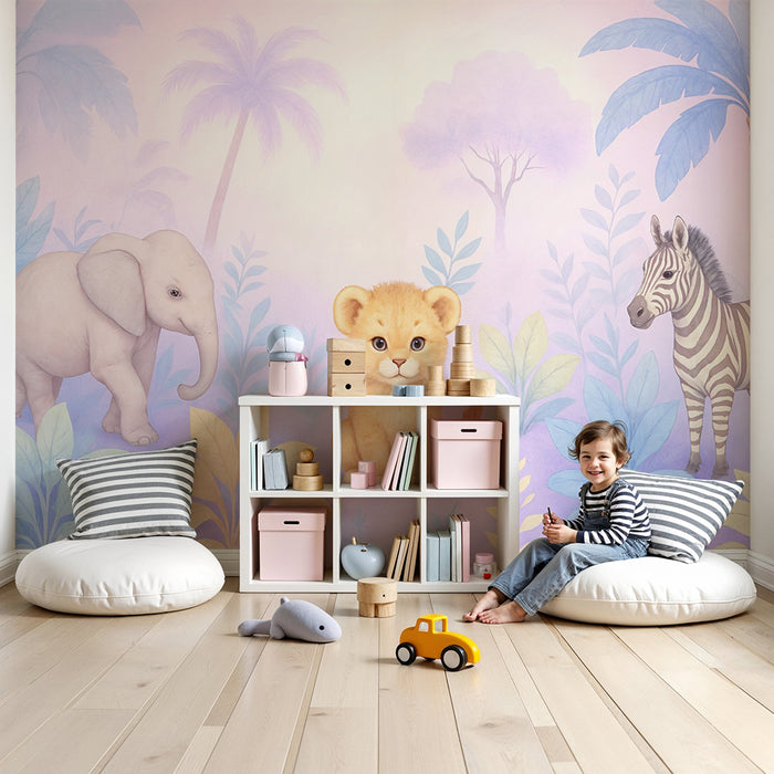 Papier peint animaux safari | Douceur pastel