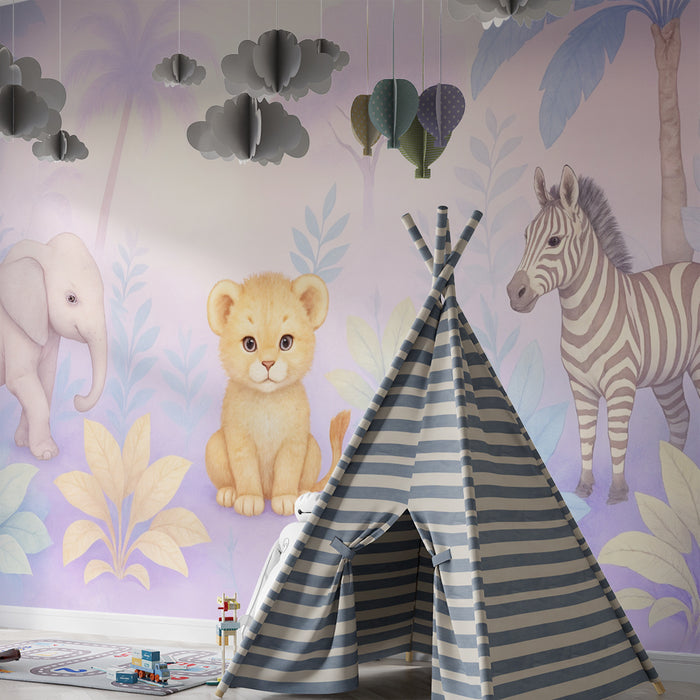 Papier peint animaux safari | Douceur pastel
