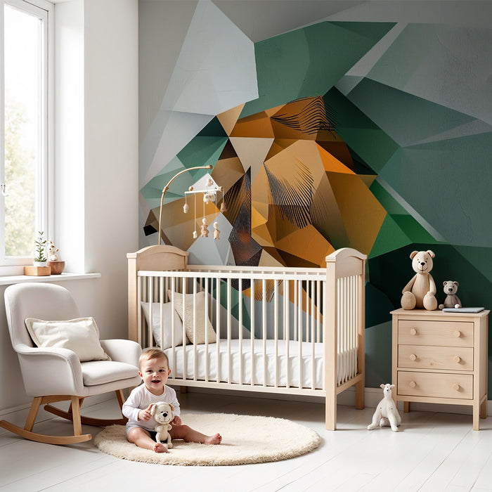 Papel de parede criança | Urso geométrico multicolorido