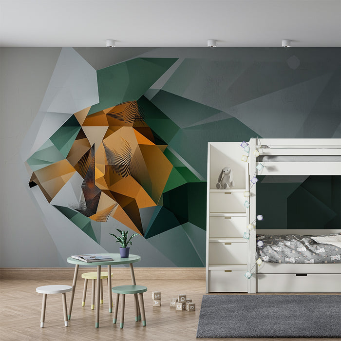 Papel de parede criança | Urso geométrico multicolorido