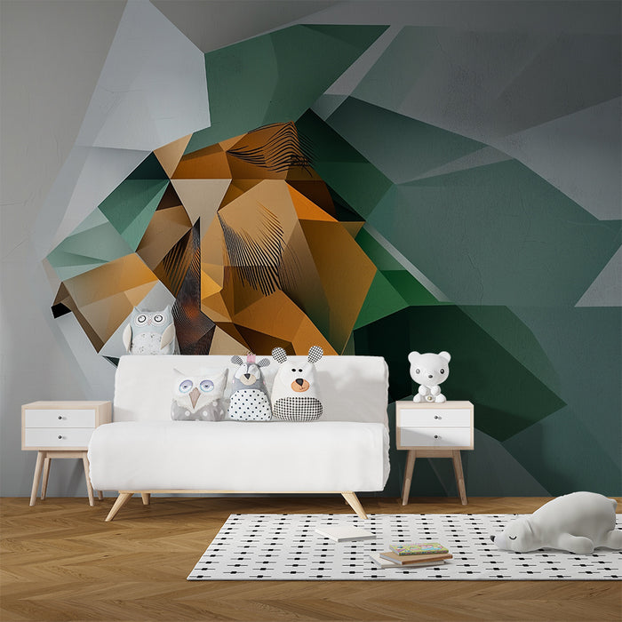 Papel de parede criança | Urso geométrico multicolorido